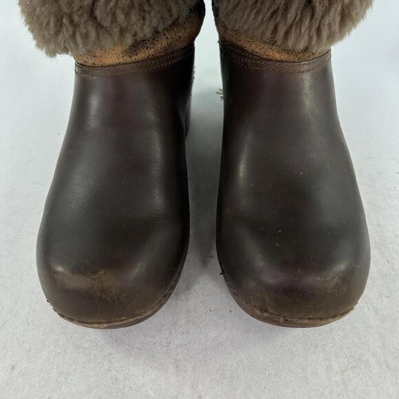 Dansko Bessie Women's Brown Burnished Leather Boot US 7.5 Shearling Pull-On Shoe - Picture 8 of 13